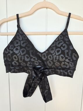 Refuge Leopard Pattern Black Crisscross Swim Bikini